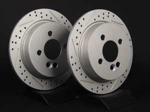 ES#2538053 - 342987XSGMTLRKT - Rear Cross Drilled & Slotted Brake Rotors - Pair 10.19" (259x10) - (NO LONGER AVAILABLE) - Featuring GEOMET protective coating. - ECS - 