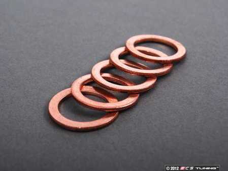 ES#2265 - N138492 5PACK - Copper Drain Plug Washer - Pack Of 5 - Replace with every oil service to prevent leaks. M14x20x1.5 - Victor Reinz - Audi Volkswagen