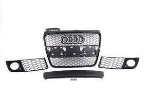 ES#2550691 - 8E0853651AFVMZKT - Complete RS4 Black Optic Grille Kit - (NO LONGER AVAILABLE) - Includes center grille, plate filler and fog light grilles - Genuine Volkswagen Audi - 