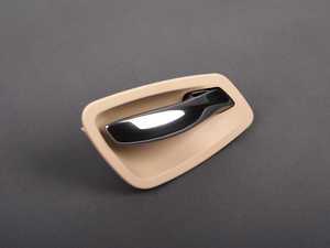 ES#89709 - 51216975499 - Inside Door Handle - Left - Cream Beige. Includes the housing and chrome handle  - Genuine BMW - BMW