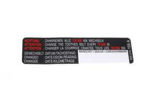 ES#277744 - 059010158A - Timing Belt Service Sticker - 75,000 Mile Interval - Keep track of your timing belt service - Genuine Volkswagen Audi - Audi Volkswagen