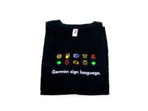 ES#517743 - 13842MD - "German Sign Language" Black T-Shirt - Medium - (NO LONGER AVAILABLE) - No talking necessary! They will know what you're thinking! - DriverGear - 