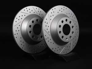 ES#2535720 - 4F0601EXSLRKIT - Rear Cross Drilled & Slotted Brake Rotors - Pair (302x12) - (NO LONGER AVAILABLE) - Featuring GEOMET protective coating. - ECS - 