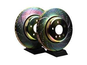 ES#521592 - GD1219 - Rear Cross Drilled & Slotted Brake Rotors - Pair - Upgrade to a slotted and dimpled rotor for improved braking - EBC - BMW