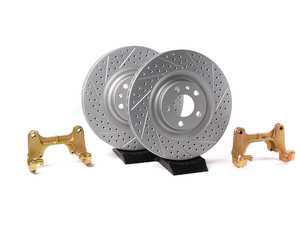 ES#4523 - B7A4S1FXS - Front Big Brake Kit - Stage 1 - Cross-Drilled & Slotted Rotors (345x30) - (NO LONGER AVAILABLE) - Upgrade to the stopping power of the Audi S4. Includes ECS GEOMET brake rotors. - Assembled By ECS - 