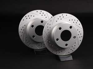 ES#2538841 - 4B0601BXSGMTKT - Rear Cross Drilled & Slotted Brake Rotors - Pair (255x10) 1.50" Offset - (NO LONGER AVAILABLE) - Featuring GEOMET protective coating - ECS - 