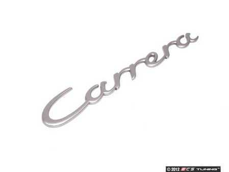 ES#1505661 - 99755923700 - "Carrera" Logo - Titanium Lacquer - Carrera emblem for engine lid - Genuine Porsche - Porsche