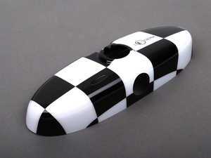 ES#79590 - 51160412782 - Checkered Cover Rearview Mirror - (NO LONGER AVAILABLE) - Attaches to the back of the center mirror - manual dip - Genuine MINI - 