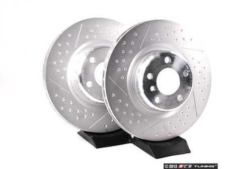 ES#2568783 - 34206797598KT - BMW Performance Rear Cross Drilled & Slotted Brake Rotors - Pair (345x24) - Race quality braking option from the factory - Genuine BMW - BMW