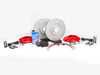 ES#1171 - MK4S2BBK-RXS - ECS Big Brake Kit - Stage 2 - Cross Drilled & Slotted Rotors (312x25) - (NO LONGER AVAILABLE) - Four piston Red Porsche Boxster caliper, caliper carrier, pads, sensors, exact-fit stainless steel lines, and hardware - ECS - 