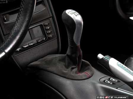 ES#1486142 - 99642407591 - GT3 RS Shift Knob With Boot - Charcoal - Alcantara shift knob and boot with decorative red stitching - Genuine Porsche - Porsche