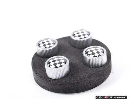 ES#64268 - 36110429945 - Checkered Style Valve Stem Caps Set - Priced As Set - (NO LONGER AVAILABLE) - Get the racing look in checkered color scheme - Genuine MINI - 