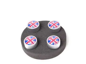 Union Jack Logo Valve Stem Caps Set - Priced As Set
