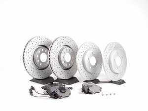 ES#2562107 - 8E0301ADXGMTKT4 - Performance Front & Rear Brake Service Kit - (NO LONGER AVAILABLE) - Featuring ECS GEOMET Drilled & Slotted rotors and Hawk HPS pads - Assembled By ECS - 