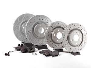 ES#2561960 - 8E0301TXSGMTKT1 - Performance Front & Rear Brake Service Kit - (NO LONGER AVAILABLE) - Featuring ECS GEOMET Drilled & Slotted rotors and Hawk HPS pads - Assembled By ECS - 