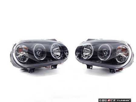 ES#10581 - fkfsvw203 - Angel Eye Projector Headlight Set - Black - (NO LONGER AVAILABLE) - With fog lights and angel eyes - FK - 