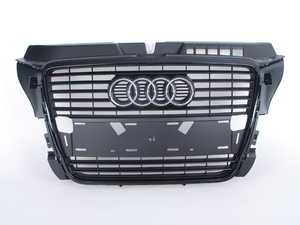 ES#2084628 - 8P0853651PVMZ - Blackout Grille Assembly - Matte Black - Includes Audi rings - Genuine Volkswagen Audi - Audi