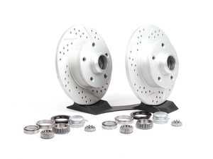 ES#1051 - ECS4-5RCONVSTG3 - 4-5 Lug Conversion Kit - Cross Drilled & Slotted Rotors - Rear - 226mm ECS V5 cross-drilled & slotted 5-lug rotors, new bearings & seals - Assembled By ECS - Volkswagen