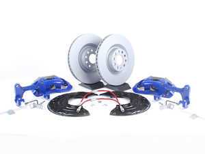 ES#518092 - 1K0698012 -  Front Big Brake Kit - Stage 2 - Plain Rotors (345x30) - Upgrade your stopping power to the MKV R32 setup with Blue calipers - Assembled By ECS - 