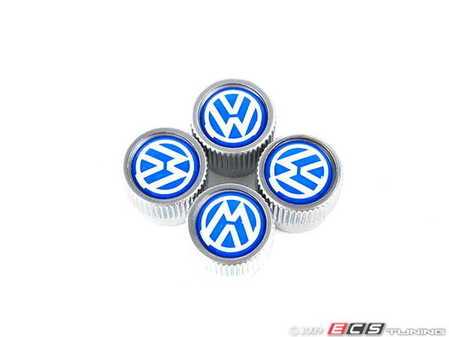 ES#474127 - ZVW355005AB - Valve Stem Cap Set - (NO LONGER AVAILABLE) - "VW" in blue/silver, Set of 4 - Genuine Volkswagen Audi - 