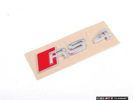 ES#5634 - 8e0853601 - 'RS4' Emblem - Chrome/Red - (NO LONGER AVAILABLE) - Replace your worn or missing emblem - Genuine Volkswagen Audi - 