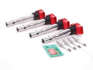 ES#2569506 - 1675KT1 - Ignition Service Kit - Includes four OEM red coil packs and four NGK spark plugs - Assembled By ECS - Audi