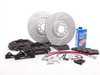 ES#1167 - MK4S2BBK-BKXS - ECS Big Brake Kit - Stage 2 - Cross Drilled & Slotted Rotors (312x25) - (NO LONGER AVAILABLE) - Four piston Black Porsche Boxster caliper, caliper carrier, pads, sensors, exact-fit stainless steel lines, and hardware - ECS - 