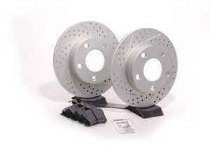 ES#2561568 - 8D0601AXSGMTKT - Performance Rear Brake Service Kit - (NO LONGER AVAILABLE) - Featuring ECS GEOMET Drilled & Slotted rotors and Hawk HPS pads - Assembled By ECS - 