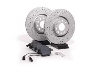 ES#2562103 - 8E0301ADXGMTKT3 - Performance Front Brake Service Kit - (NO LONGER AVAILABLE) - Featuring ECS GEOMET Drilled & Slotted rotors and Hawk HPS pads - Assembled By ECS - 