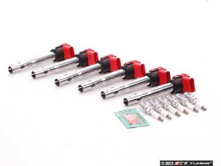 ES#2535689 - 06E905115EKT2 - Ignition Service Kit - Includes six OE red coil packs and six NGK laser platinum spark plugs - Assembled By ECS - Audi