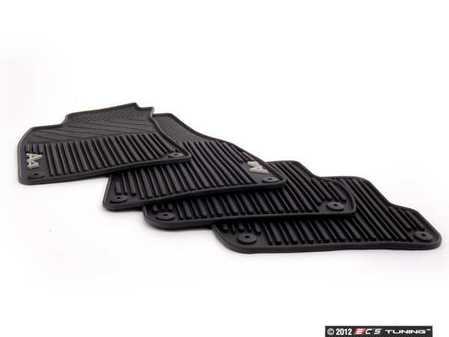 ES#441564 - 8E1061450041 - All Weather Rubber Floor Mat Set - Black - (NO LONGER AVAILABLE) - Featuring the 'A4' logo, includes front and rear mats - Genuine Volkswagen Audi - 