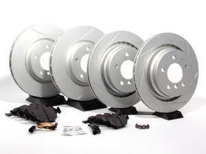 ES#2594635 - 34352227385SLFKT - Performance Front & Rear Brake Service Kit - Featuring ECS GEOMET slotted rotors and Hawk HPS pads - Assembled By ECS - 