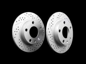 ES#2550416 - 8E0601PGMTXSLRA - Rear Cross Drilled & Slotted Brake Rotors - Pair (245x10) - (NO LONGER AVAILABLE) - Featuring GEOMET protective coating - ECS - 