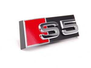 ES#462111 - 8T08537362ZZ - S5 Grille Emblem - Chrome/Red - Replace your worn or missing emblem - Genuine Volkswagen Audi - Audi