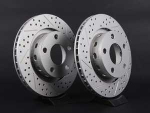 ES#2550499 - 4B3601XSGMTLRA - Rear Cross Drilled & Slotted Brake Rotors - Pair (269x22) - Featuring GEOMET protective coating - ECS - Audi Volkswagen