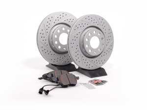 ES#2561915 - 8E0301RXSGMTKT1 - Performance Front Brake Service Kit - (NO LONGER AVAILABLE) - Featuring ECS GEOMET Drilled & Slotted rotors and Hawk HPS pads - Assembled By ECS - 