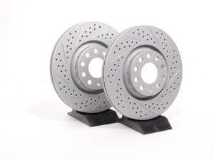 ES#2189956 - 8E0301RXSGMTLRA - Front Cross Drilled & Slotted Brake Rotors - Pair (312x25) - (NO LONGER AVAILABLE) - Featuring GEOMET protective coating - ECS - 