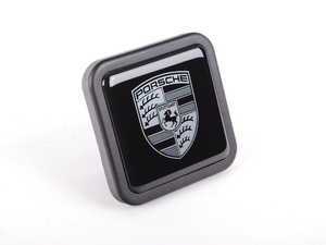 ES#2065523 - PNA70500302 - Porsche Crest Black Accent Trailer Hitch Cover - Subtle, but exciting - Genuine Porsche - Porsche