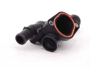 ES#275594 - 03G121132B - Coolant Flange - Located on the driver side of the cylinder head, this pipe contains the coolant temperature sensor - Genuine Volkswagen Audi - Volkswagen