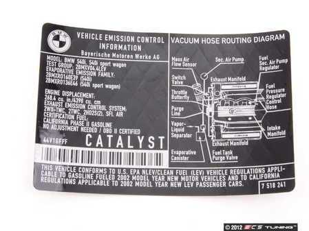 ES#185044 - 71227518241 - Exhaust Emissions Label - Genuine BMW - BMW