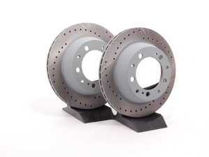 ES#2593275 - 275188 - Cross-Drilled Rear Brake Rotors - Pair - 11.37" (289mm) - Directional rear axle fitment - Both left and right - Sebro - Porsche