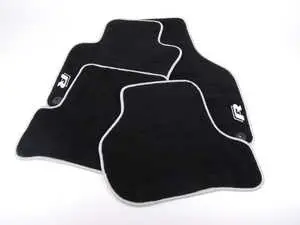 Carpeted Floor Mat Set - Anthracite / White Piping