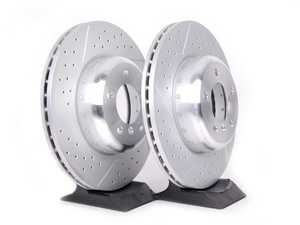 ES#2102485 - 34116786392 - Front Cross Drilled & Slotted Brake Rotors - Pair (338x26) - Cross drilled and slotted BMW Performance brake discs - Genuine BMW - BMW