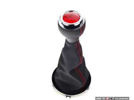 ES#2607800 - 25117638583 - JCW GP2 Shift Knob W/ Boot - Black / Red - Leather gear shift knob and boot with red top & black shift pattern - Genuine MINI - MINI