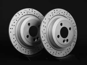 ES#2539271 - 342389XSGMTLRKT - Rear Cross Drilled & Slotted Brake Rotors - Pair 11.02" (280x10) - (NO LONGER AVAILABLE) - Featuring GEOMET protective coating. - ECS - MINI
