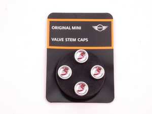 ES#64265 - 36110429652 - MINI "Cooper S" Logo Valve Stem Caps Set - Priced As Set - Get the "S" look in red color scheme - Genuine MINI - MINI