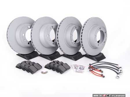 ES#2594789 - 95135104102PERKT - Performance Front & Rear Brake Service Kit - Featuring Zimmerman Z-Coated rotors and Hawk HPS brake pads - Assembled By ECS - Porsche