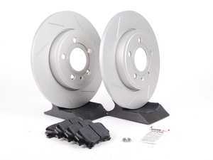 ES#2562106 - 8E0601MSLGMTKT - Performance Rear Brake Service Kit - (NO LONGER AVAILABLE) - Featuring ECS GEOMET Slotted rotors and Hawk HPS pads - Assembled By ECS - 