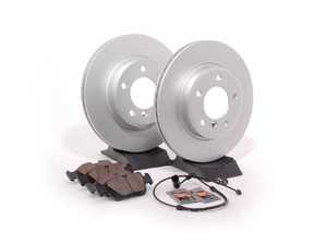 ES#1866547 - E463411 - Front Brake Service Kit - Featuring Meyle coated rotors and ECS DD23 "Daily Driver" ceramic brake pads. - Assembled By ECS - BMW