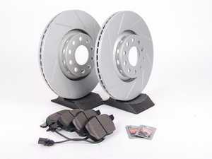 ES#2561916 - 8E0301RSLGMTKT - Performance Front Brake Service Kit - (NO LONGER AVAILABLE) - Featuring ECS GEOMET Slotted rotors and Hawk HPS pads - Assembled By ECS - 